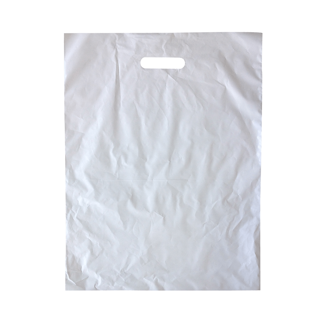 Large White Plastic Bag With Die Cut Handles